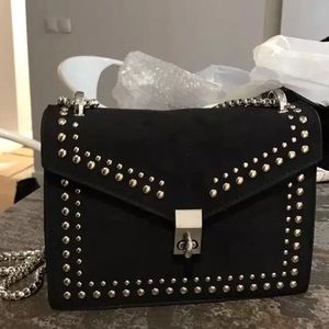 Black Suede Studded Crossbody Bag
